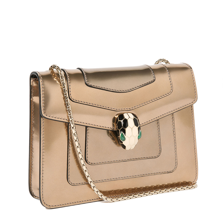 bvlgari(宝格丽) 古铜色镜面皮质单肩包serpenti forever