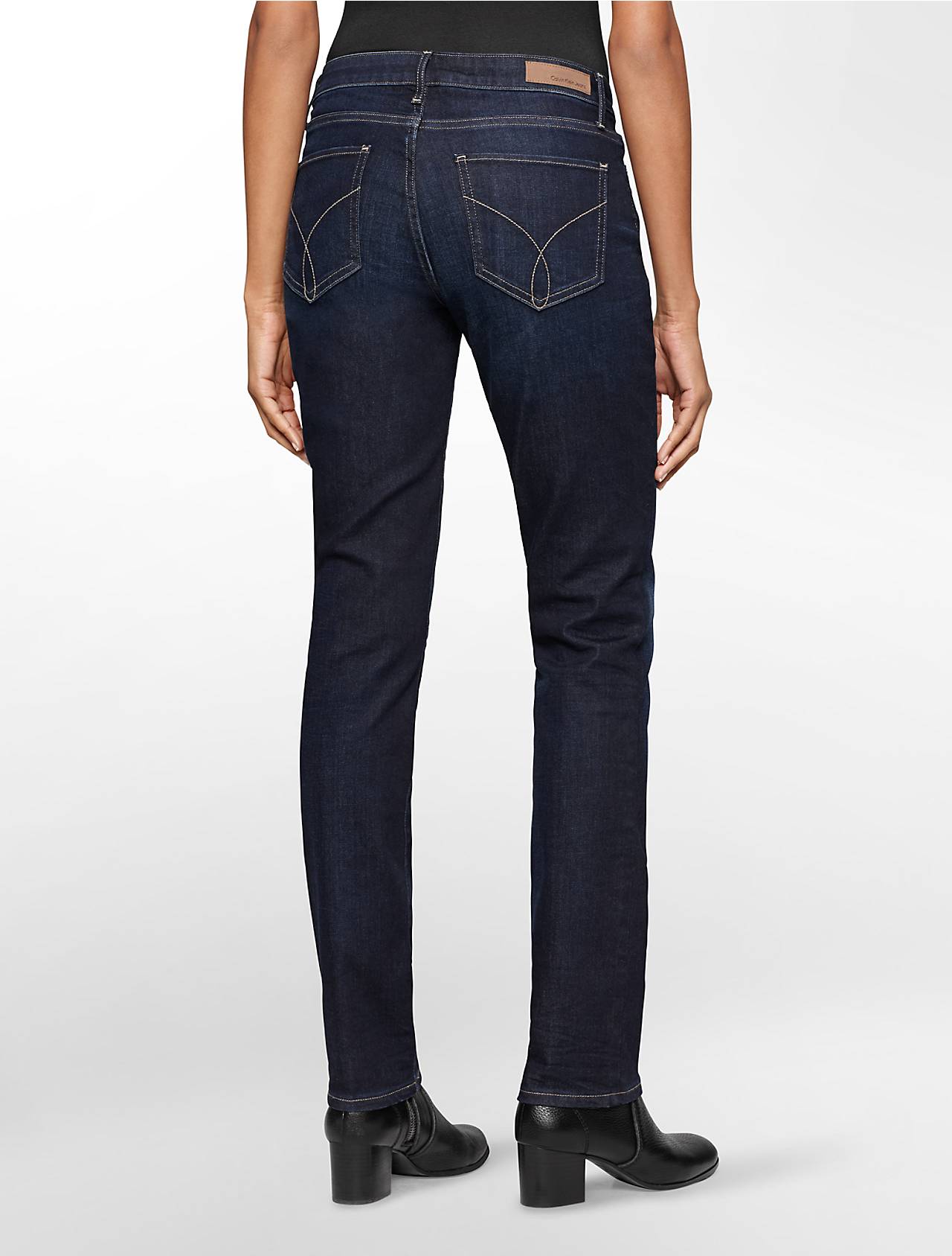 calvin klein 直筒女式牛仔裤 黑色水洗 15134728