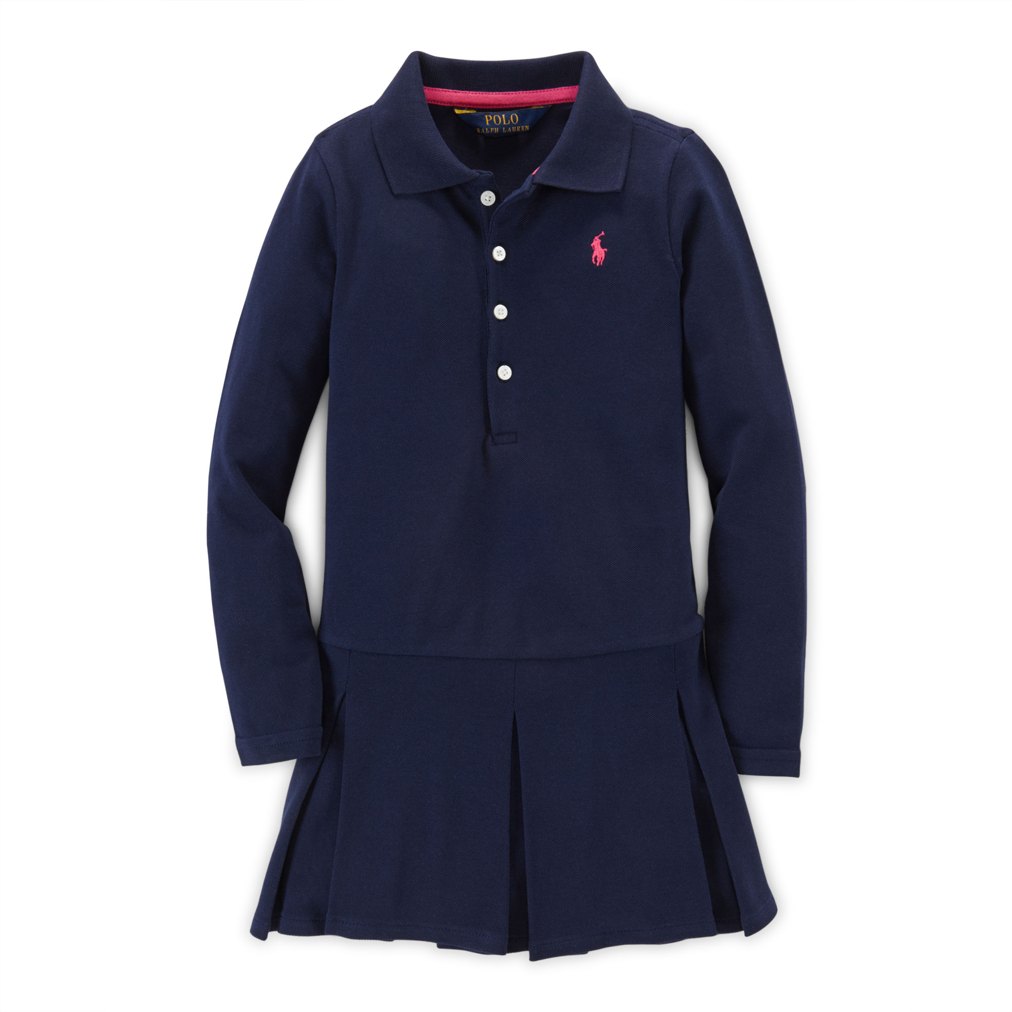 ralph lauren 拉夫劳伦女童弹力长袖polo打褶连衣裙71685346