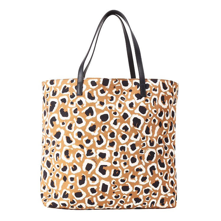 gucci(古驰)#棕黄色帆布豹纹手提包