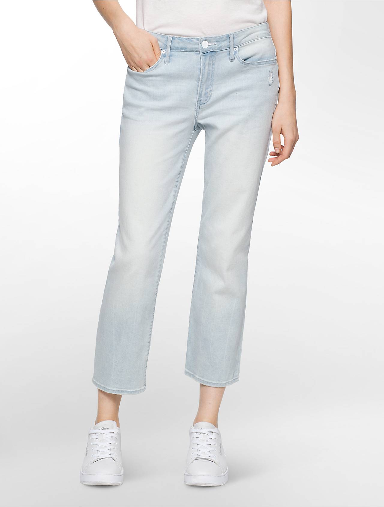 ck/卡尔文·克莱因 女士直筒九分牛仔裤 15534727 冰蓝色
