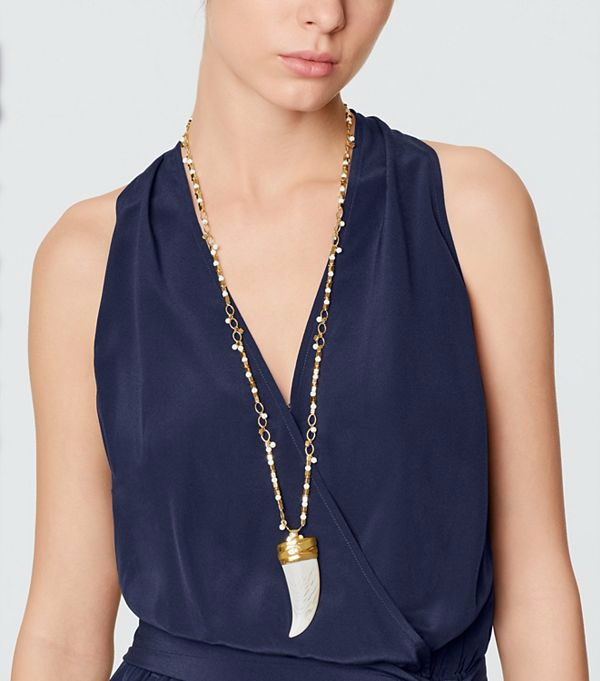 tory burch/汤丽柏琦牛角造型长款项链12165707