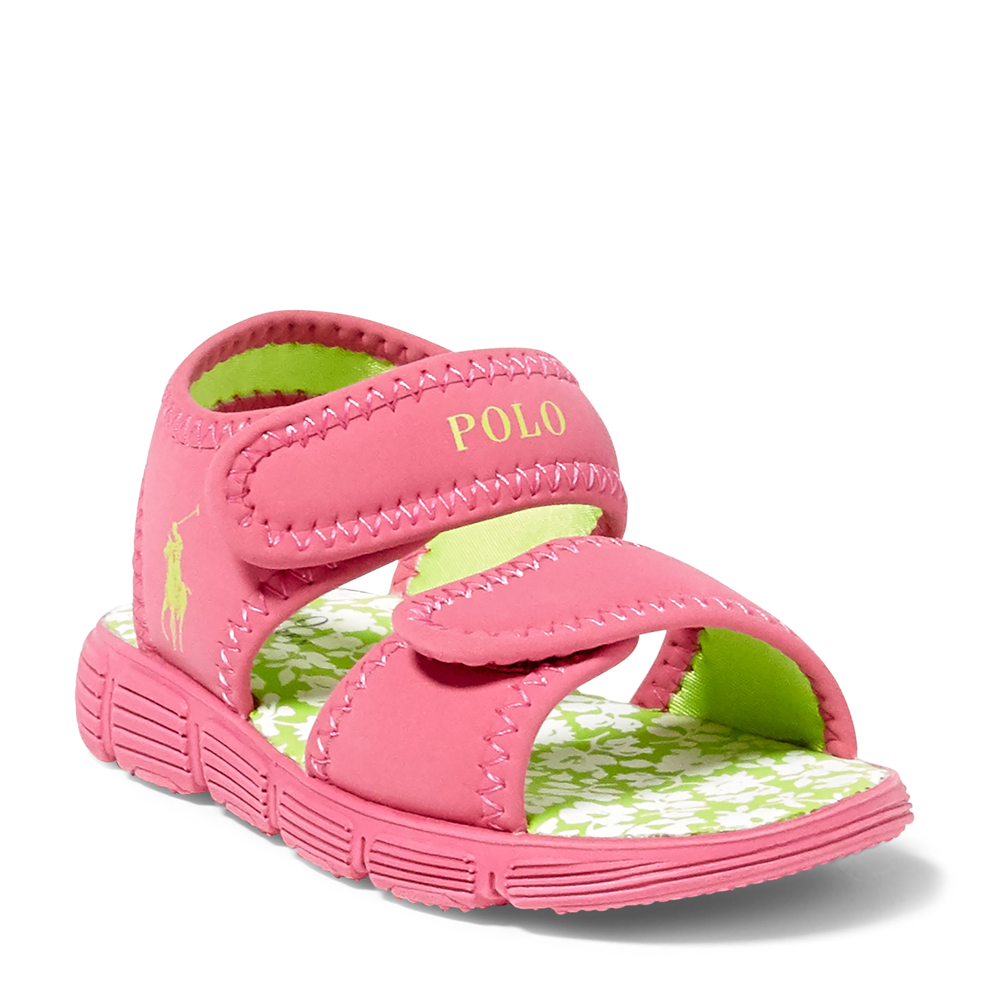 ralph lauren polo 拉夫劳伦女宝宝粉色露趾魔术贴凉鞋58292236