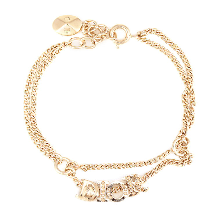 dior/迪奥 女士手链金色logo镀钯水晶