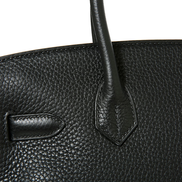 hermes(爱马仕) 黑色皮质金扣手提包birkin30