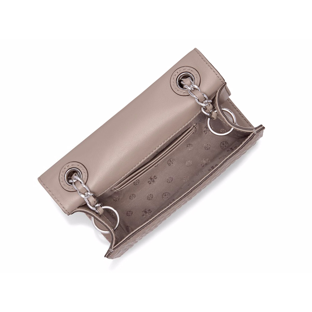 tory burch marion系列 迷你斜挎包 浅灰色