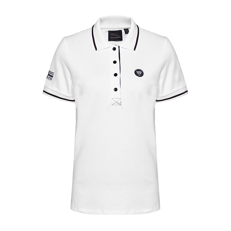 【jaguar捷豹 赛车服装】捷豹女士豹头logo短袖马球衫-白色【正品