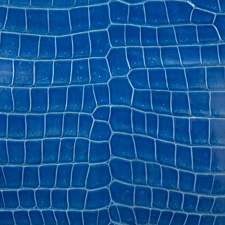 hermes(爱马仕) 1p水鸭蓝鳄鱼皮倒v银扣手提包birkin35