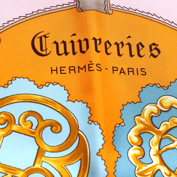 【hermes爱马仕 丝巾】hermes(爱马仕) #橙色多彩抽象图案丝巾【正品 