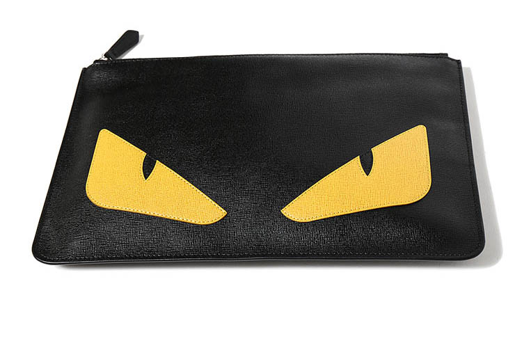 fendi(芬迪) 黑色皮质黄色小恶魔眼睛手拿包