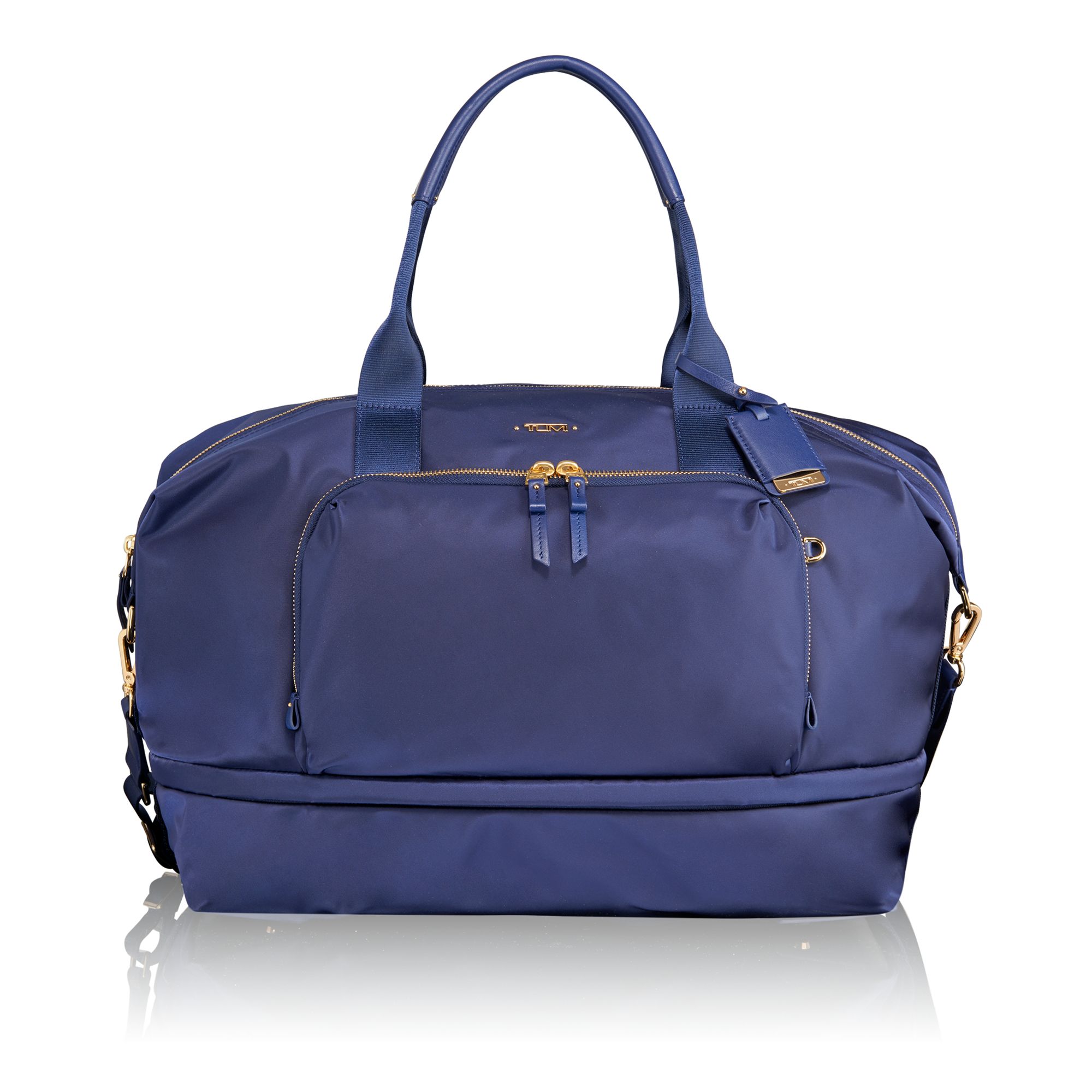 tumi voyageur系列女士超轻手提肩背两用尼龙拼皮可扩容小型旅行包