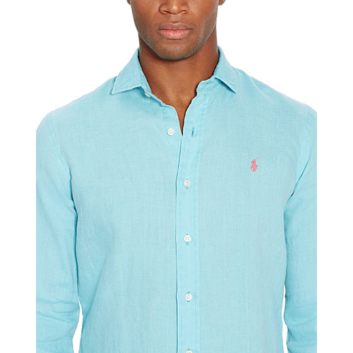 polo ralph lauren/拉夫劳伦 slim-fit 男士纯亚麻超轻透气长袖衬衫