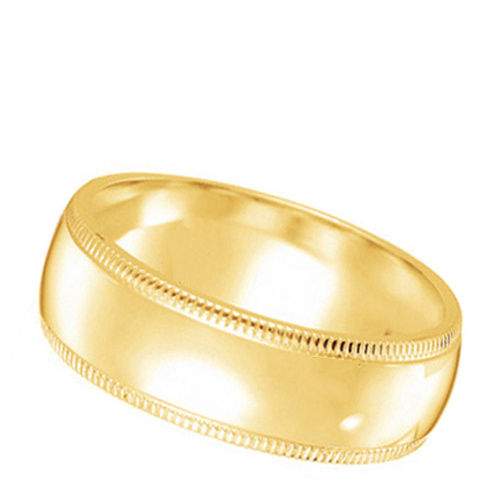 allurez男士 亮面抛光 珠边装饰 14k黄金 戒指ub8