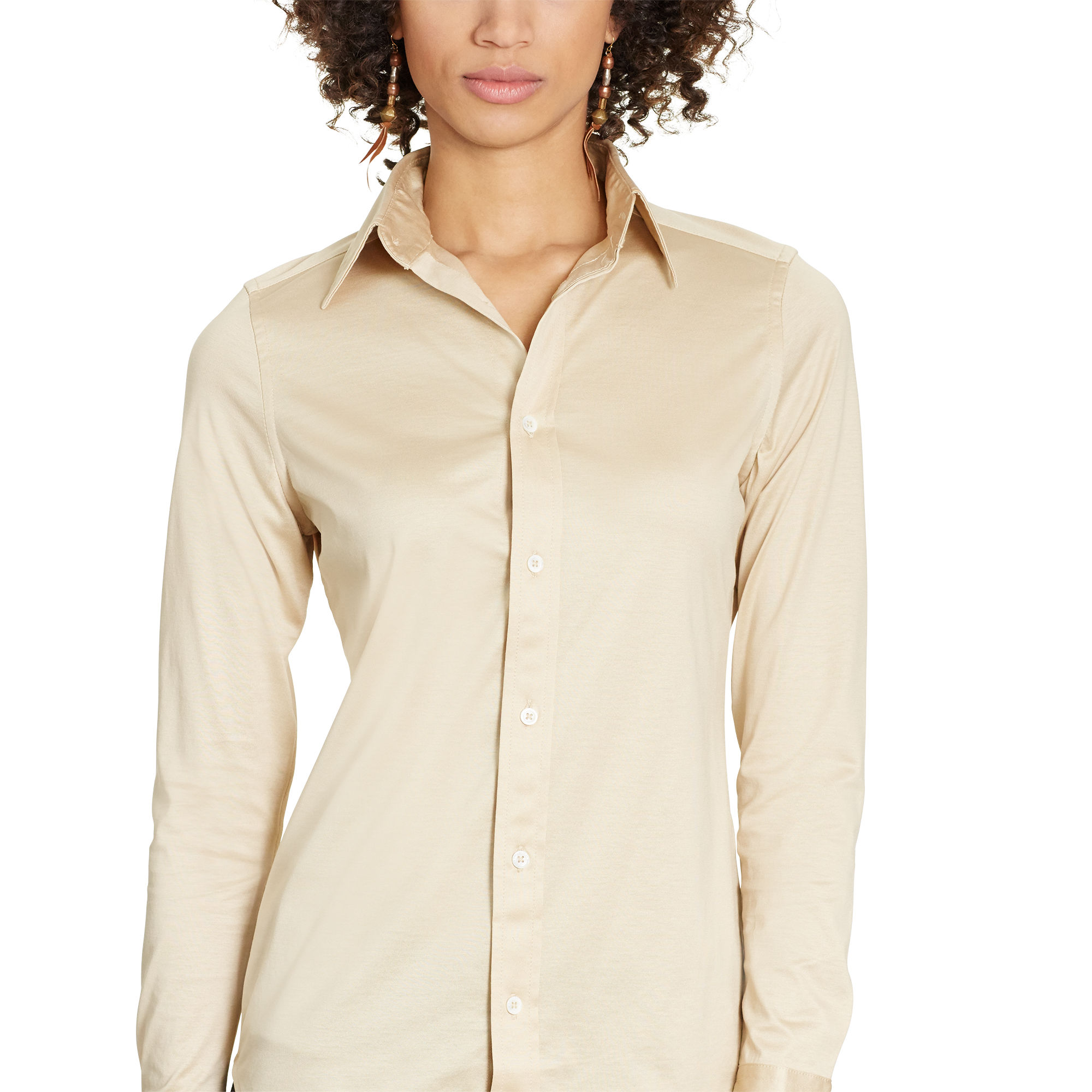 ralph lauren/拉夫劳伦 修身纯棉长袖衬衣 象牙色 91836956