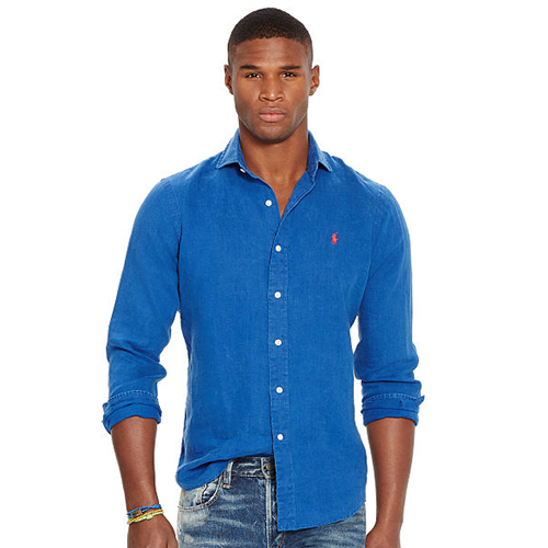 polo ralph lauren/拉夫劳伦 slim-fit 男士纯亚麻超轻透气长袖衬衫