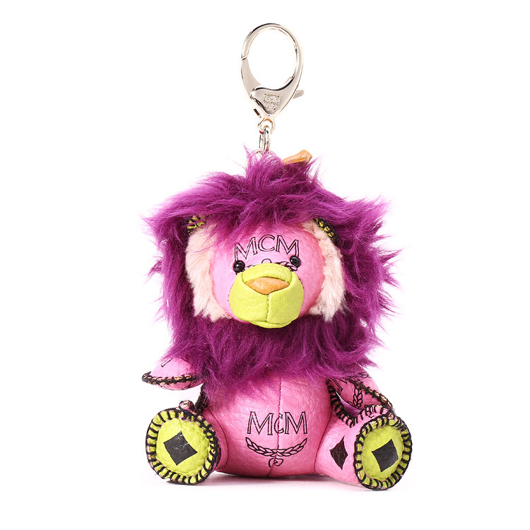mcm(mcm) 粉色皮质紫色毛小狮子挂饰