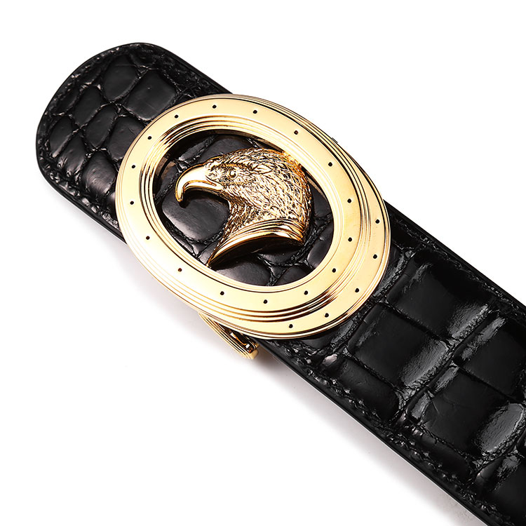 stefano ricci(史蒂芬劳.尼治) 金色鹰头扣黑色鳄鱼皮腰带 105