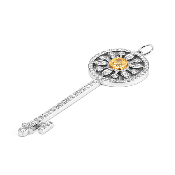 tiffany & co.(蒂芙尼) pt950铂金镶嵌黄钻满钻钥匙吊坠