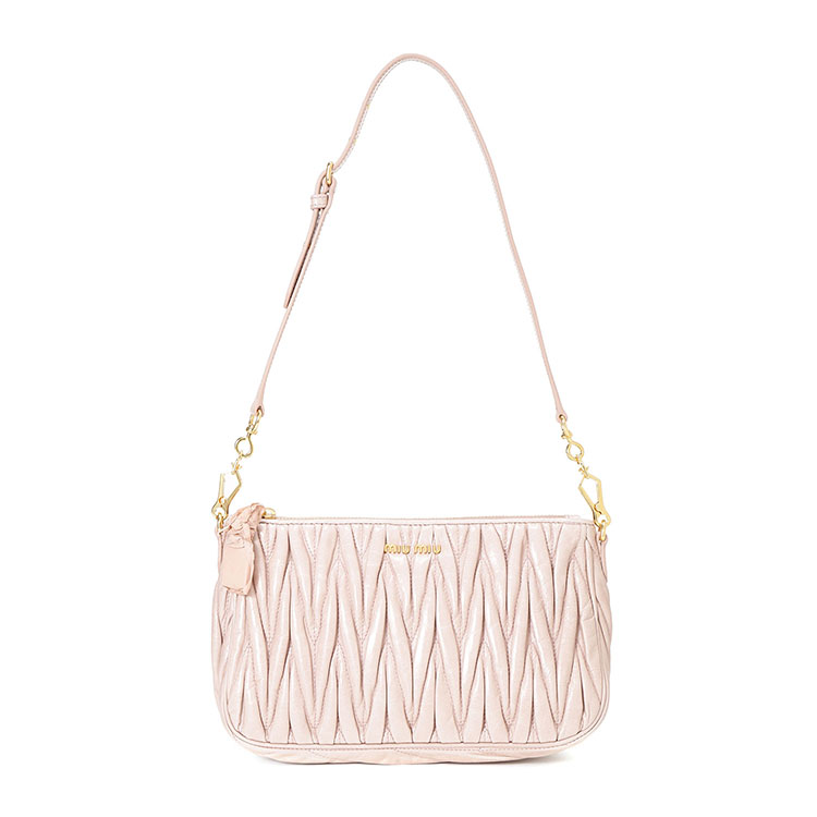miumiu(缪缪) #裸色皮质褶皱两用包