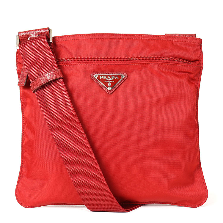 prada(普拉达) m红色尼龙斜挎包