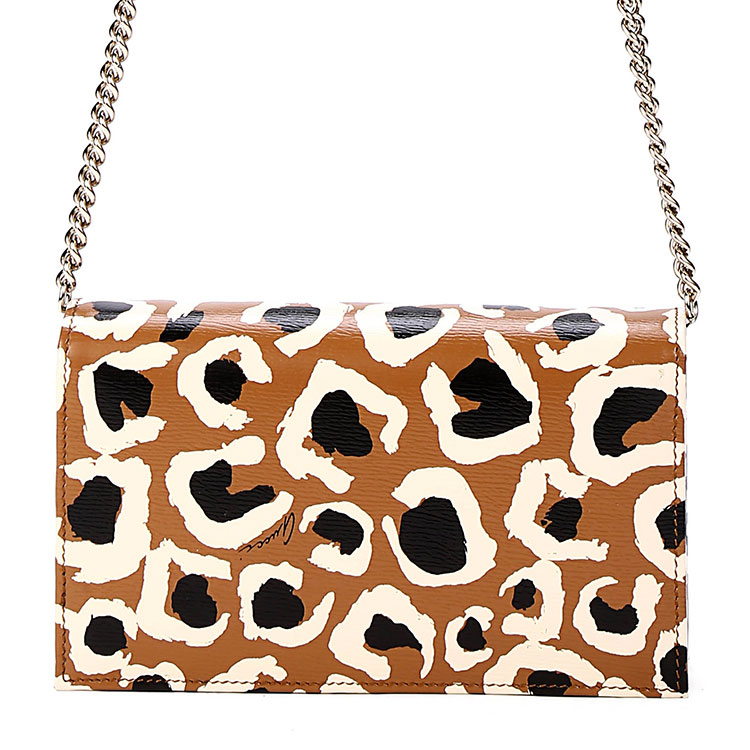 gucci(古驰) 卡其色底豹纹斜挎包