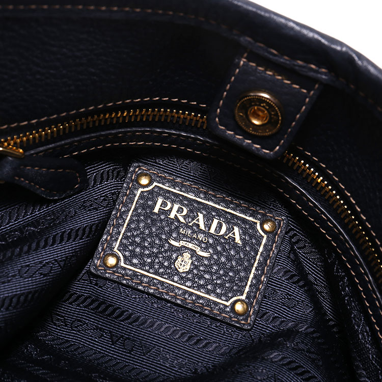 prada(普拉达) #藏蓝色尼龙配皮手提两用包