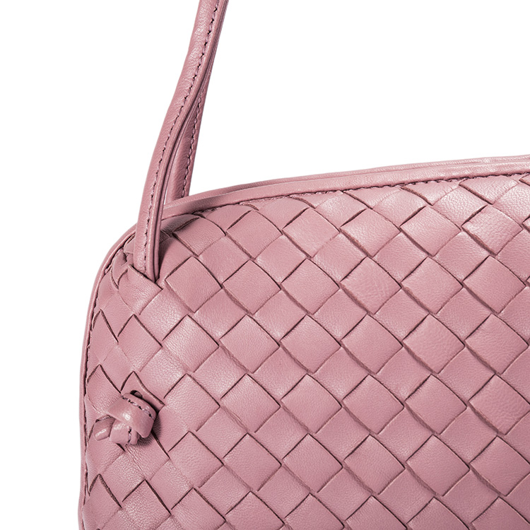 bottega veneta(葆蝶家) #豆沙粉色编织皮质女士斜挎包