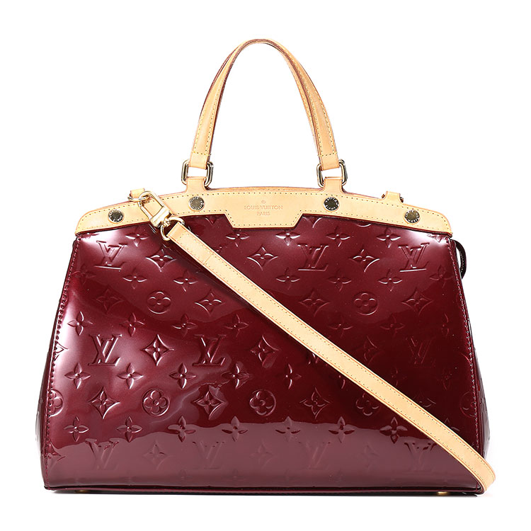 louisvuitton路易威登brea酒红色漆皮两用包