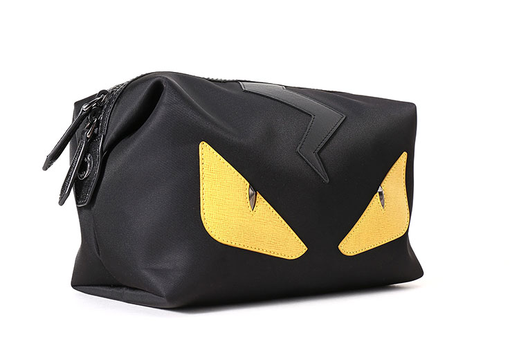 fendi(芬迪) #黑色尼龙黄色眼睛小怪兽手拿包