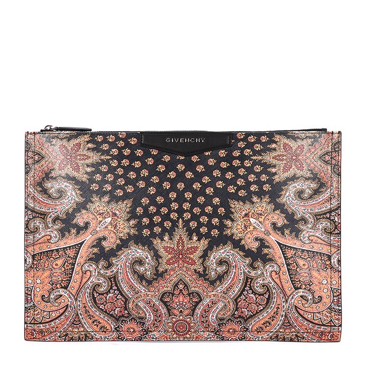 givenchy(纪梵希) 黑色皮质印花图案大号手拿包