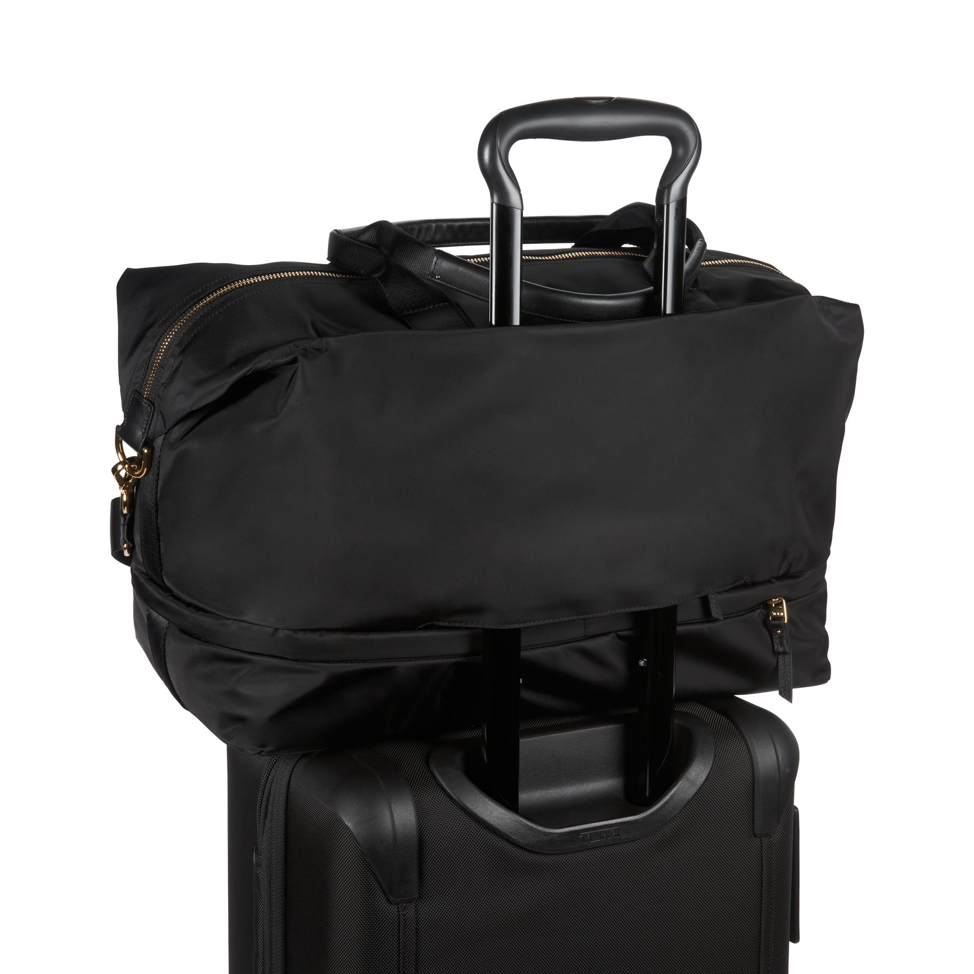 tumi voyageur系列女士超轻手提肩背两用尼龙拼皮可扩容小型旅行包