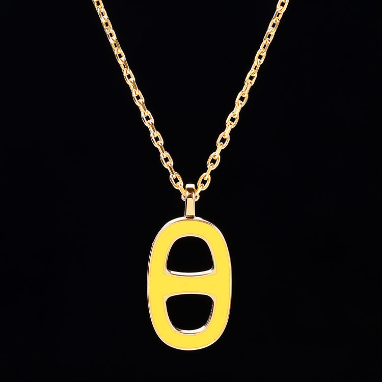 hermes(爱马仕) 金色丝巾扣黄色珐琅项链