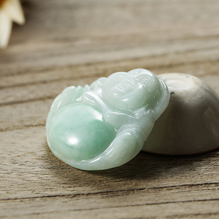 yudaotang/玉道堂 天然a货坐佛翡翠雕件58-1