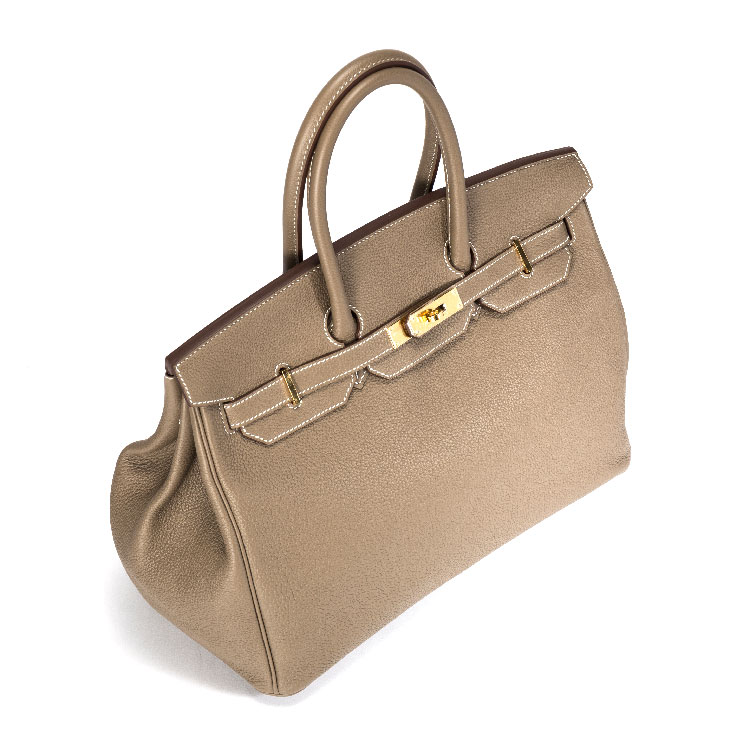 hermes(爱马仕) 大象灰皮质金扣手提包birkin35