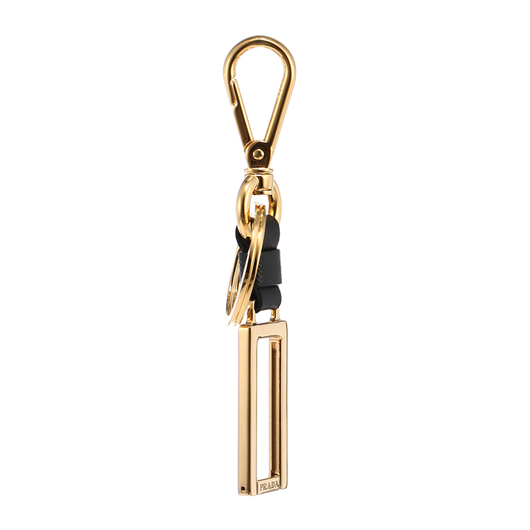 prada普拉达金色长方形金属钥匙扣
