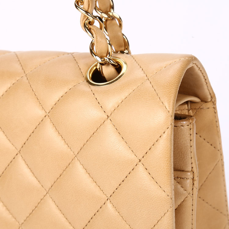 chanel香奈儿裸色皮质classicflap单肩包