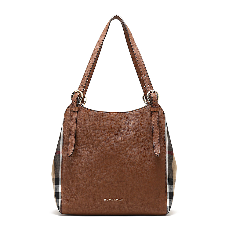 burberry(博柏利) #深咖色经典格纹帆布配皮单肩包 ch