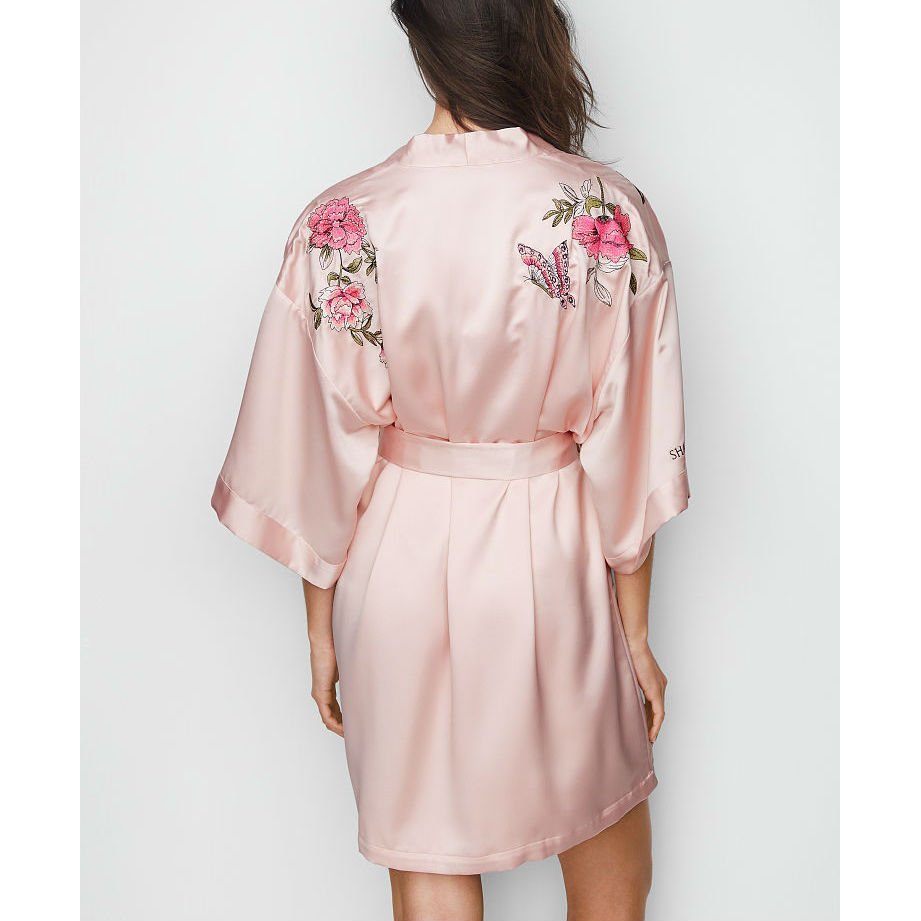 s secret/维多利亚的秘密 女士2017fashion show款绸缎质感短款睡袍