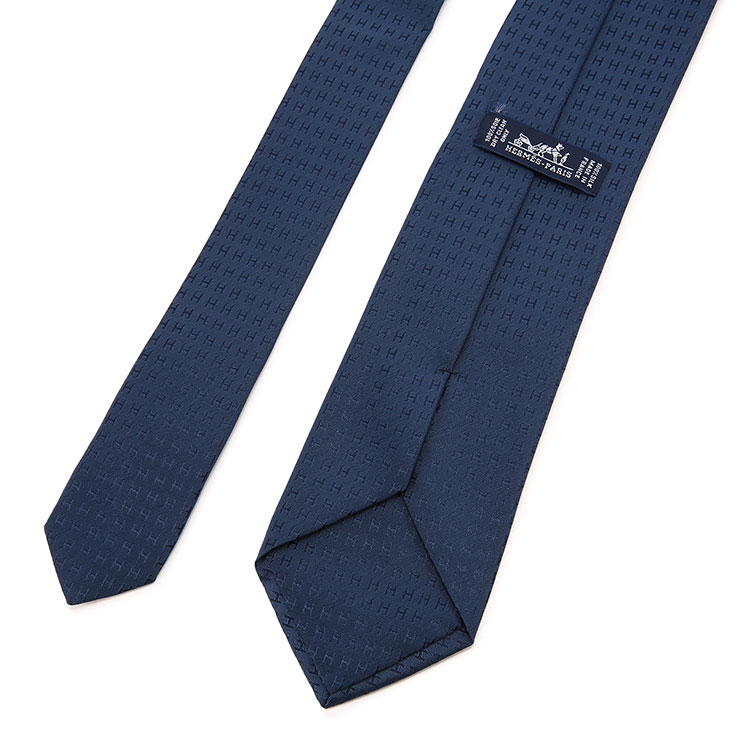 hermes(爱马仕) 深蓝色h领带