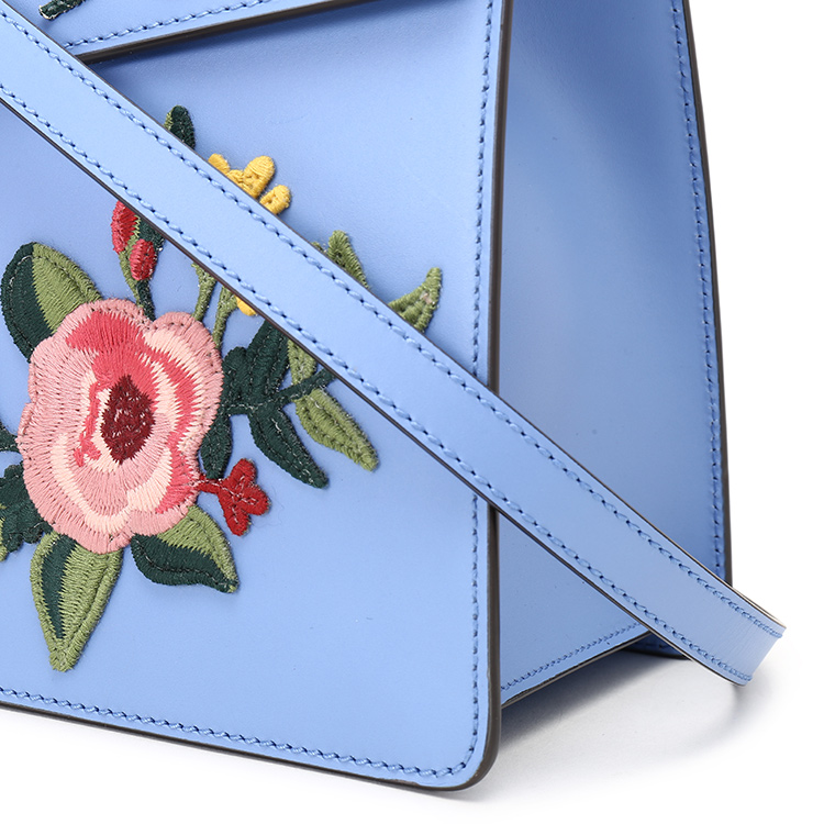 gucci(古驰) 蓝色皮质花朵刺绣大号sylvie 两用包ch