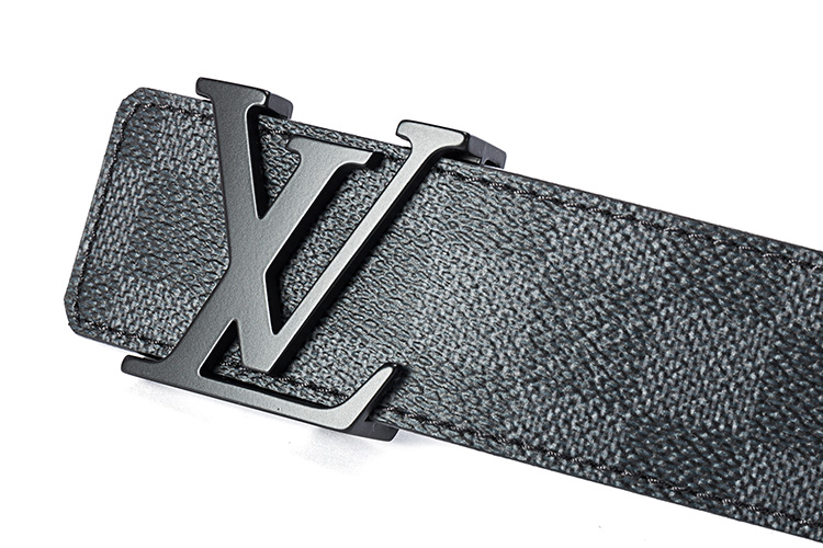 腰带】louis vuitton(路易威登) 灰棋格黑色logo扣腰带85#【正品 价格