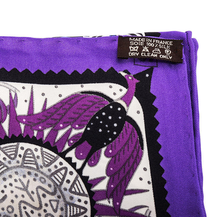hermes(爱马仕) 紫色边框动物图案丝巾90