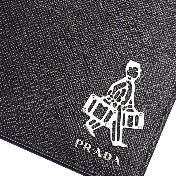 prada(普拉达) 黑色皮质人偶logo款护照夹