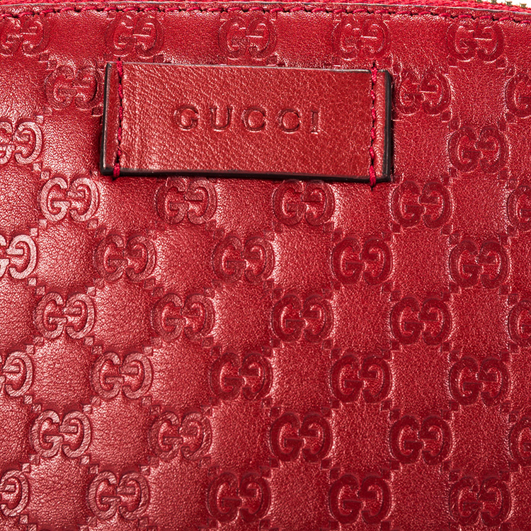 gucci(古驰) 红色皮质经典logo压纹化妆包