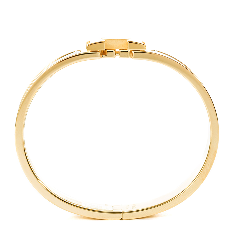 hermes(爱马仕) 黑色珐琅金色h手镯