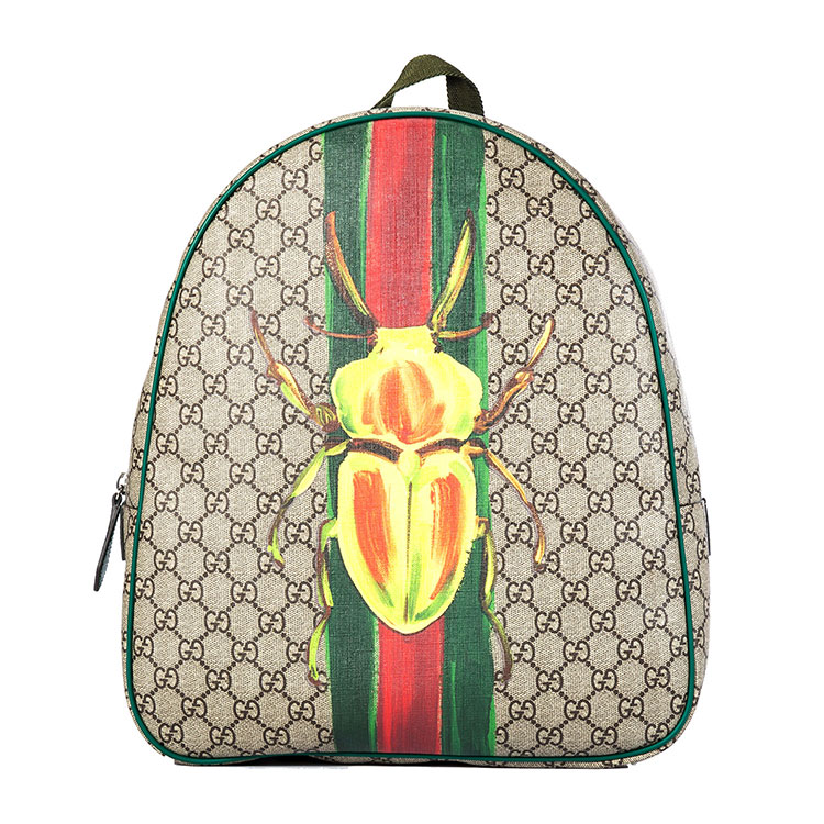 gucci(古驰) 卡其色pvc昆虫图案双肩背包