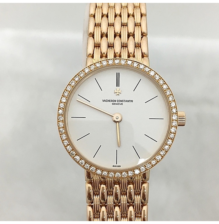 vacheron constantin(江诗丹顿) 18k玫瑰金镶钻女士石英腕表