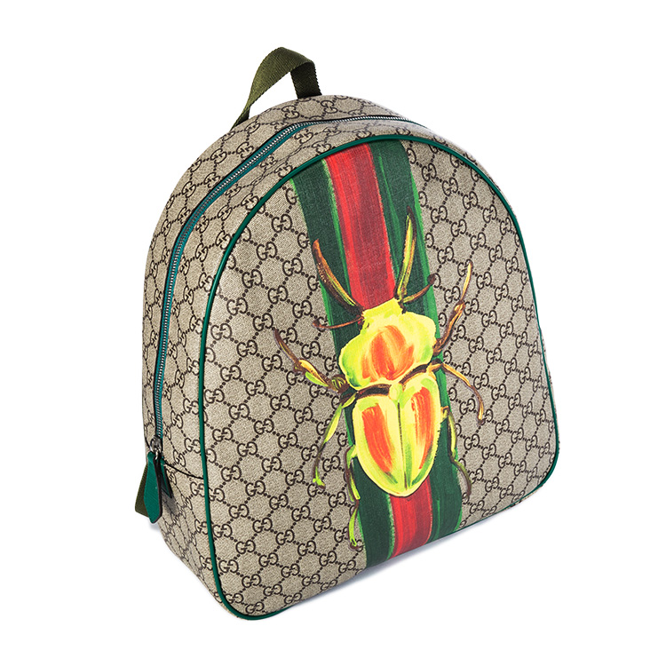 gucci(古驰) 卡其色pvc昆虫图案双肩背包