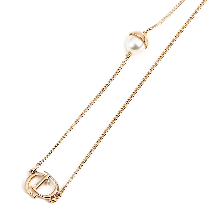 dior(迪奥) cd logo/白色珍珠装饰合金材质项链