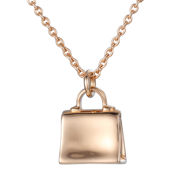 hermes(爱马仕) 18k玫瑰金kelly包镶钻吊坠项链
